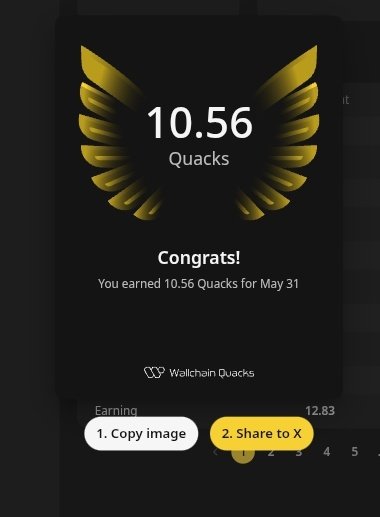 "Just earned 10.56 Quacks on @wallchain in one day Despite me not being active yesterday, guess my quacks still stays above #10 Turn insights into rewards and climb the leaderboard Use my referral link - quacks.app/?ref=0xEmmy_G".