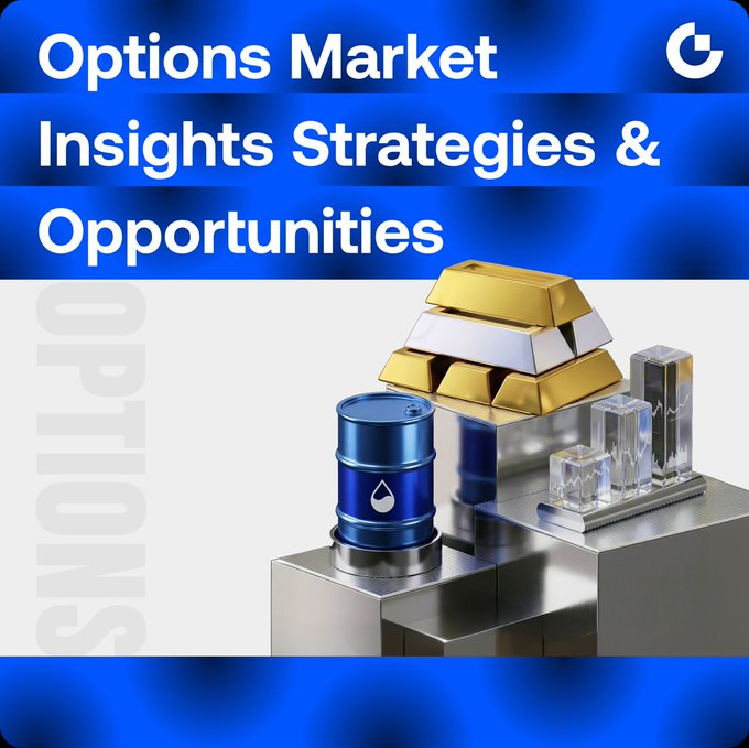 The image shows three types of gold bars placed next to each other against a blue background with some text below them. The primary focus of this image appears to be related to options markets or trading strategies, possibly showcasing different assets within an investment portfolio or market research.