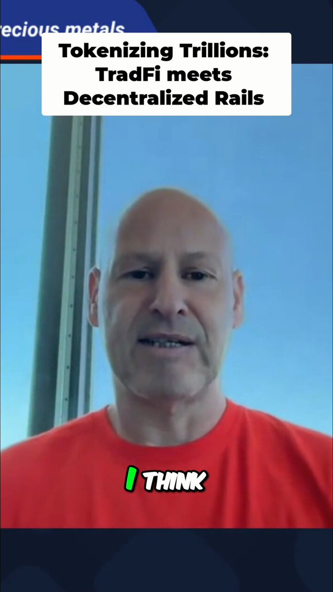 The image features an older man wearing a red shirt, standing against a blue sky background with a white pole visible behind him. The caption of the image reads "I THINK tokens TAKENIZING TRILLIONS TADFI MEETS DEEPFISHED RALDS".