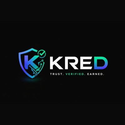 The image features the KRED logo, displaying a shield with a checkmark and the tagline "TRUST. VERIFIED. EARNED." in blue and green tones against a black background. The branding ties to the post's theme of builders who have earned their credibility through sustained work during the bear market, reinforcing KRED's identity as a platform recognizing proven, legitimate contributors in the crypto space.