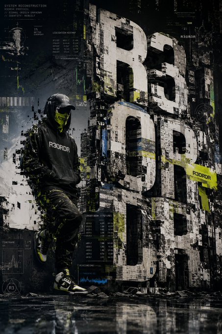 ers-3-ord graffiti art piece, featuring a person in black hoodie and green pants against a black background with white text.