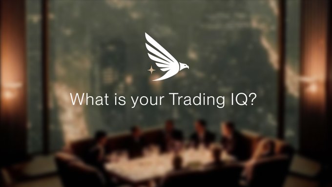 A blurred image shows people seated around a round table in a high-rise conference room overlooking a cityscape, with the text "What is your Trading IQ?" and a white bird/eagle logo overlay. The image appears unrelated to the post's concerns about Injective's declining TVL, possibly serving as generic promotional or filler content from ParadyzeFi's rebranding.