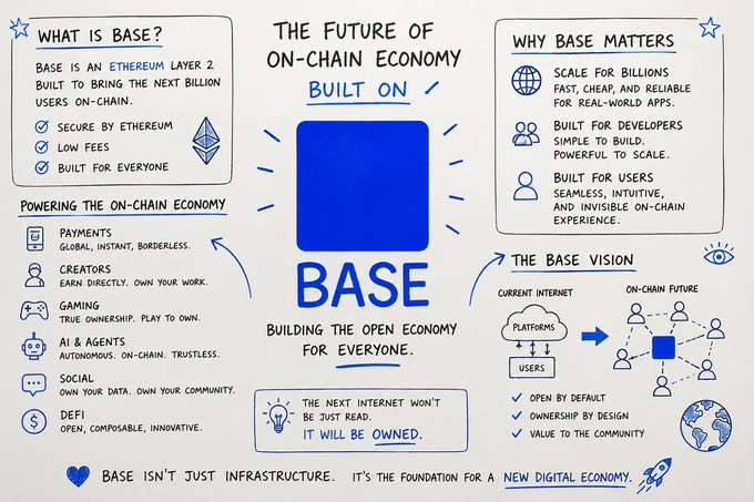 The image features a whiteboard with blue text discussing the future of the on-chain economy. The main focus of the discussion is on building an open economy for everyone using blockchain technology. The post also mentions that the future of the internet is slowly becoming on-chain, which could potentially impact how people interact and conduct transactions online.