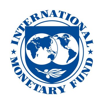 The official blue and white logo of the International Monetary Fund (IMF), featuring a globe and an olive branch encircled by text.