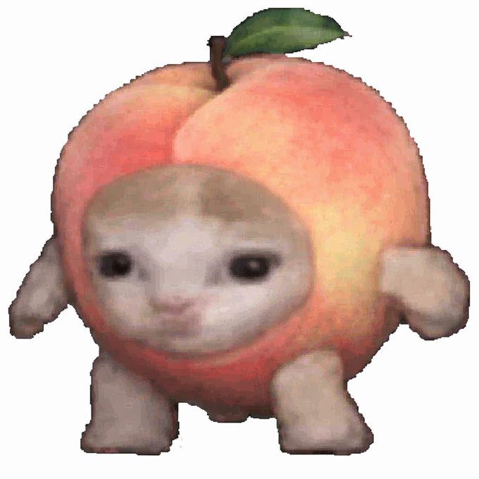 A cute, 3D-rendered character resembling a small round peach or apple with a leaf on top, featuring a baby's face and tiny stubby limbs.