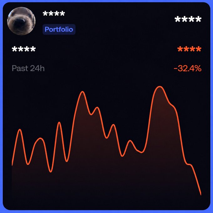 A dark-themed portfolio tracking app screenshot showing a red line graph with a sharp decline, displaying '-32.4%' over the 'Past 24h'.