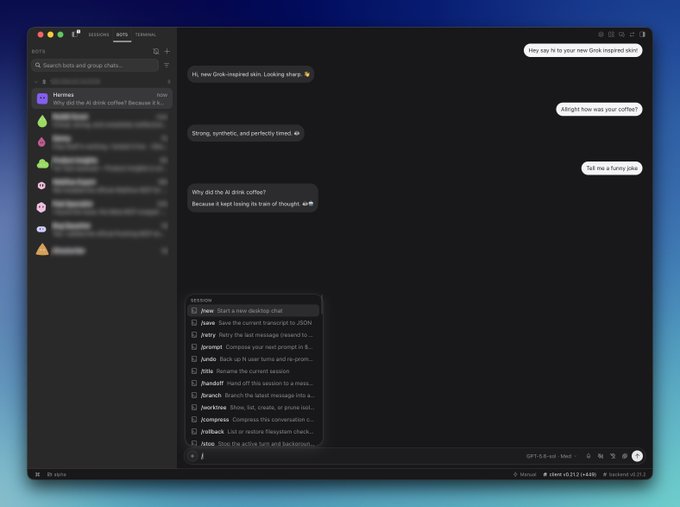 A screenshot of the Grok AI chat interface on desktop, showing a conversation with humorous exchanges, including a joke 'Why did the AI drink coffee? Because it kept losing its train of thought.'