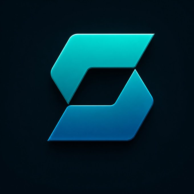 A 3D blue and teal geometric logo resembling a stylized 'Z' or two arrows on a dark background.