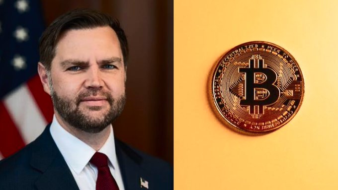 This image shows a man in a suit with an American flag in the background, next to a Bitcoin coin. The two halves of the image represent the presence of Bitcoin within Washington.