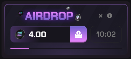 A screenshot of a digital app interface titled 'AIRDROP' showing '4.00' next to a purple send icon and '10:02' on the right.