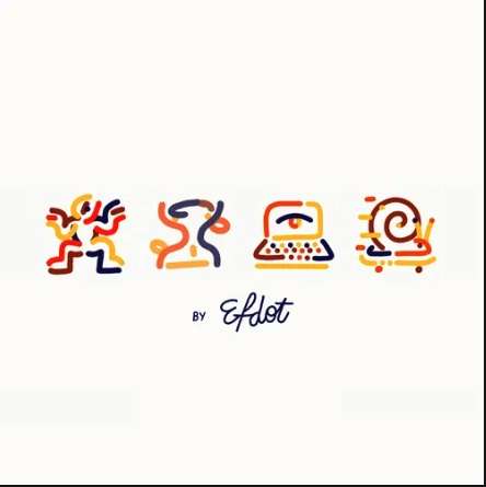 The image features a white background with four different types of objects, including a person, a laptop, a snail, and a skateboard. The objects are arranged in a line, each occupying its own space within the frame. Above these objects, there is text that reads "Just minted some @GLiFSbyEfdot Lfggg Thanks @EfdotStudio". This suggests that someone has recently created this image or series of images and posted them on social media platforms like Instagram to share with their followers.