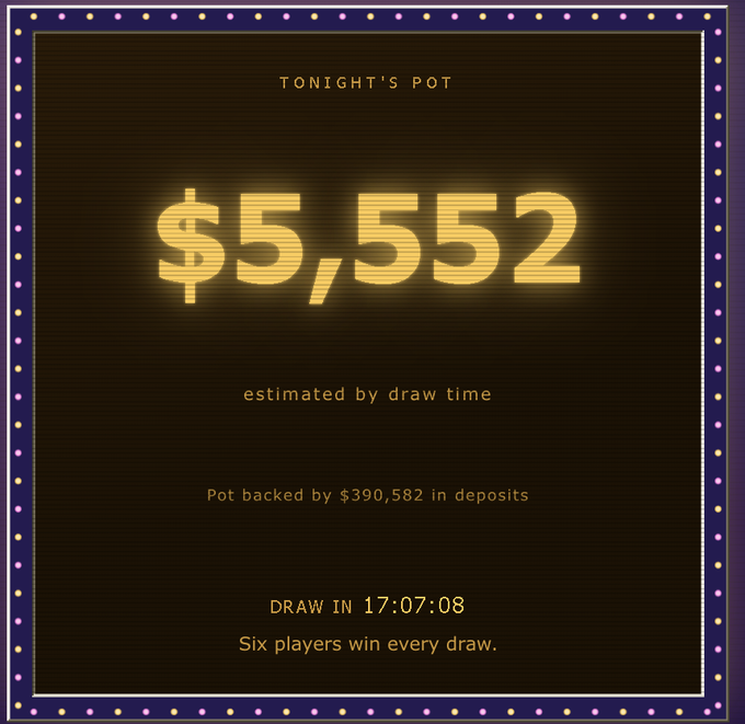 The image displays a promotional graphic for a "no loss lottery" on win.netnet.capital, highlighting a $5,552 estimated pot backed by $390,582 in deposits, with a countdown of 17:07:08 until the draw where six players will win. The text reinforces the post's message that the lottery is risk-free with no chance of losing one's entry, emphasizing the upside-only nature of the investment opportunity.