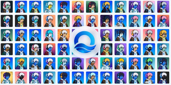 A grid of anime-style character avatars (NFT profile pictures) with the Edgevana logo overlaid in the center.
