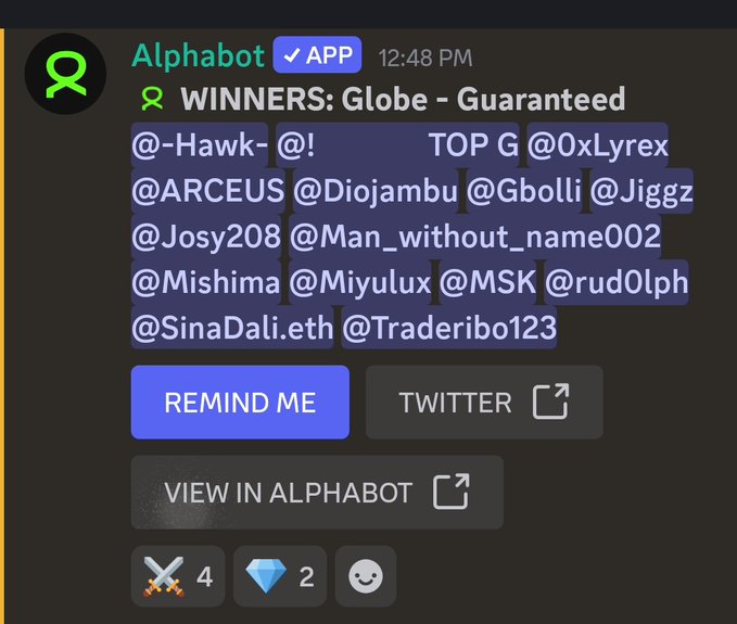 "@ZaxWeb3 Won #globe #guaranteed @app won in winners of globle #goddess".