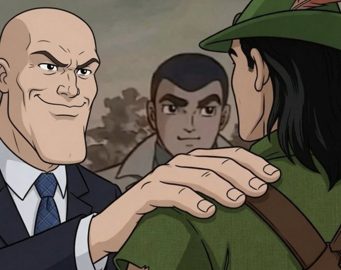 A bald man in a suit pats the shoulder of a green-uniformed officer, viewed over the shoulder by a third man — an image often used to symbolize selecting one trusted pick from many options, fitting the post's question about choosing $BASECAT over other tokens.
