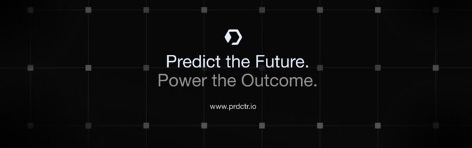 A black banner displays a hexagonal logo with the tagline "Predict the Future. Power the Outcome." and the website "www.prdctr.io".