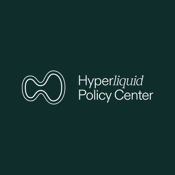 The image displays the white logo and text "Hyperliquid Policy Center" on a dark teal background, representing the organization named in the post that filed a joint comment with Phantom urging the CFTC to exempt onchain developers from registration.