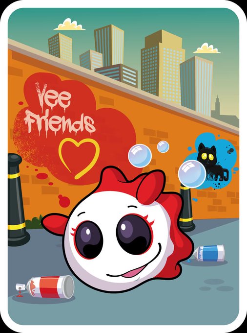 The image features a cartoon fish with big eyes, red lips, and a white body that appears to be floating or swimming in an urban setting. The fish has a heart-shaped nose and is surrounded by various objects such as cans of soda, bottles, and a brick wall. The background includes a cityscape with buildings and a sky filled with clouds.

The post reads: "Saturday just got a whole lot better! Huge thanks to @garyvee for the @veefriends NFT." This message is related to the image as it seems that someone has created an artwork or illustration of the cartoon fish, which was then shared on social media platforms like Twitter. The post highlights the popularity and interest in this particular piece of art among users.