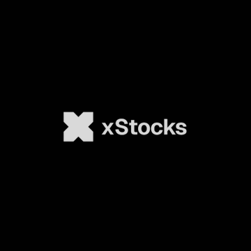 xtostocks is a company that offers tokenized equities for various industries such as AI, defense, rare minerals, and ETFs. The company's logo features an x symbol, which represents their name. The image shows the logo against a black background, making it stand out prominently.