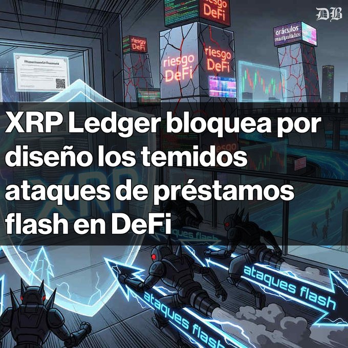 The image features a group of robots, each with their own unique abilities, engaged in combat within an arena. The robots are equipped with futuristic weapons that include guns and missiles, which they use to attack one another. The scene takes place in front of a building, suggesting that this battle is taking place on or near the premises.

The post also includes text written in Spanish, discussing XRP Ledger and its potential impact on the cryptocurrency market. It highlights how the ledger can be used for transactions within the DeFi ecosystem, providing transparency and trust among participants. The image serves as a visual representation of the concept behind DeFi and its underlying technology.