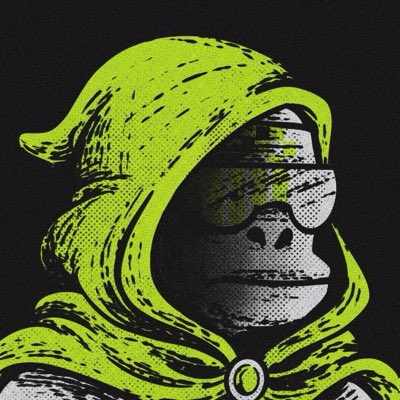 A stylized illustration of a hooded skeleton figure wearing green-tinted sunglasses with glowing green outlines against a black background.