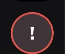 A red circular warning icon with an exclamation mark on a dark background.