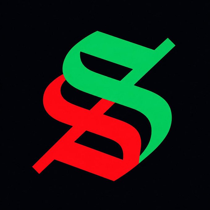 A stylized red and green dollar sign logo intertwined against a dark gray background.