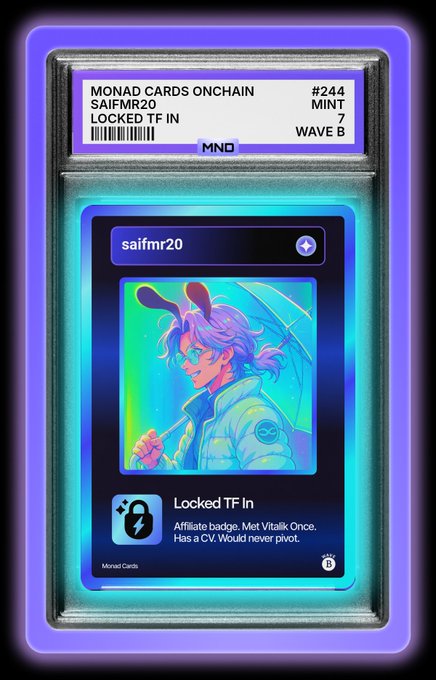 Here we have an image of what appears to be a card related to some sort of game. The topic seems to mention minting and airdrops. The card features a character with bunny ears in the center. This image would appear to be of key interest to the stated topic as this card was minted as indicated by the text at the top saying Mint 7. It also appears to have been minted with little to no cost (gas) as the described caption mentions zero Gas. It also seems that the creator is a bit unsure about the idea of this card going for ten thousand dollars as the described caption suggests. his inevitable prediction is also deemed as unlikely.
