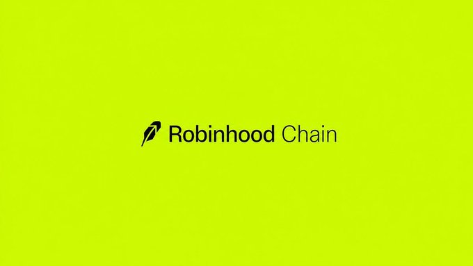 Robinhood Chain logo displayed in black text on a solid lime-green background.