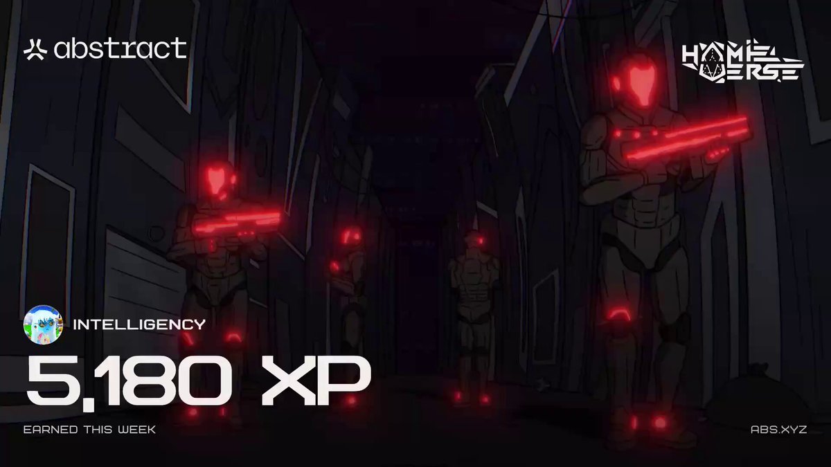 The image features a poster for an animated video game called "Xpedition". The poster includes three cartoon characters, each holding a gun, walking down a hallway with neon lights illuminating their path. The text on the poster reads "It's another Xp day to rock @hamieverse animated xp card Did some runs on OCH this week and some mints." This suggests that there has been an active gaming session or event involving the game "Xpedition" recently, as evidenced by the presence of the characters in the hallway.