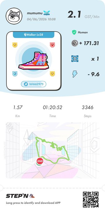 The image shows a step tracking app with a map of a city, which displays the user's current location and distance traveled. The app also has a pink shoe icon next to the number 2.1.