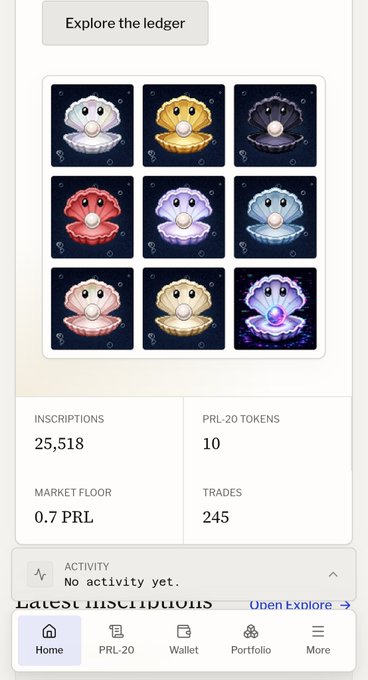 The image features a screenshot of an app that looks like a list, likely displaying a collection or menu of different items related to pearls. The app's interface is designed with a clean white background, making it easy to read and navigate. The phone screen captures various elements such as text boxes and icons for the main Pearl Hash wallet application. As an AI visual assistant, I would not be able to answer questions about specific details from this screenshot, but I can provide more information on how the app works or any other features that may be useful to users interested in pearls or pearl-related activities.