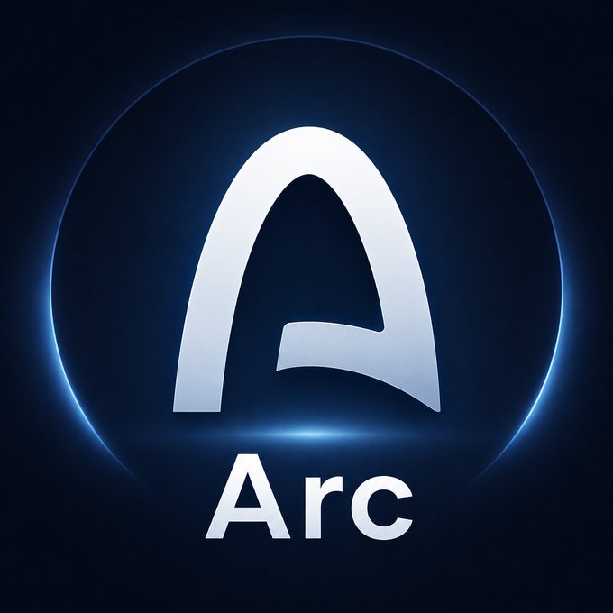 The logo for the 'Arc' browser, featuring a stylized 'A' inside a glowing blue circle.