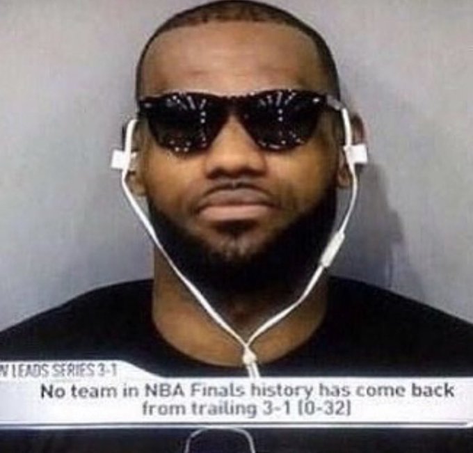 A mugshot-style image shows a man wearing dark sunglasses and earbuds against a gray background, humorously framed as a "criminal" with a news ticker overlay reading "FINALS SERIES 3-1" and "No team in NBA Finals history has come back from trailing 3-1 (0-32)." The accompanying post about $NET stock uses the meme to suggest that anyone selling the stock below $1,000 will regret it in Q4, implying those sellers will end up "looking like the mugshot guy" when the stock rebounds—just like betting against an NBA team down 3-1 in the Finals, which historically never recovers.