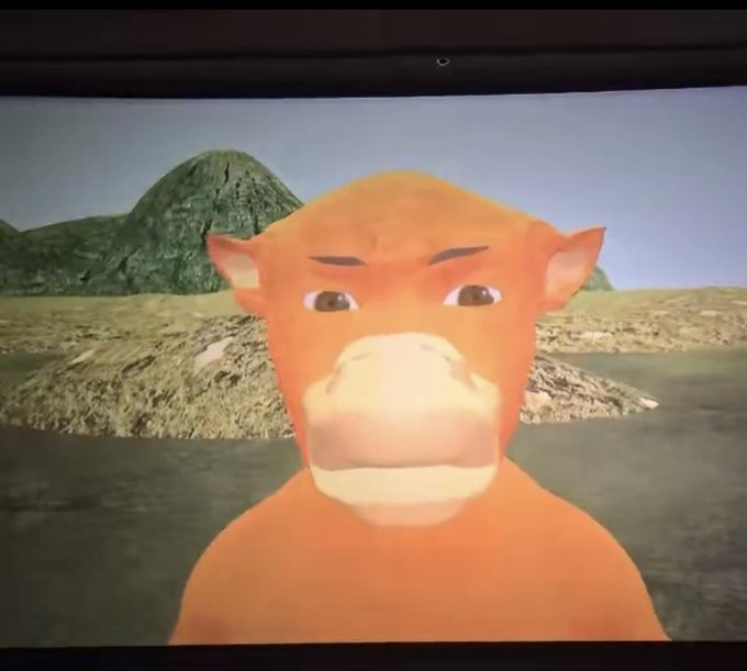 A close-up of an orange monkey character with a slight frown stands in front of a low-poly landscape with a green mountain in the background, capturing the charmingly unpolished CGI aesthetic that the poster praises as "Better than Hollywood."