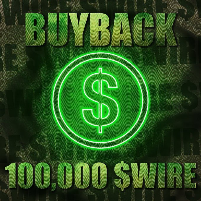 The image features a neon green dollar sign with a white "S" inside of it, which reads "Buyback?". The background of the image is black, but there are some words written out in white that appear to be related to the buyback process or the currency being used.