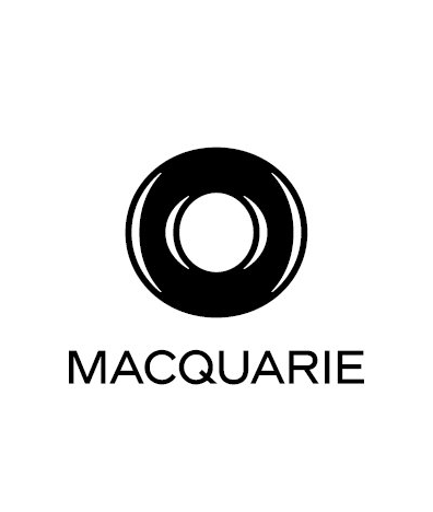 The image displays the Macquarie logo, featuring a black circular design with the word "MACQUARIE" beneath it. This corresponds to the post about Macquarie Group selling 62% of its Bitcoin ETF position in Q2, now holding $55M of the IBIT BTC ETF.