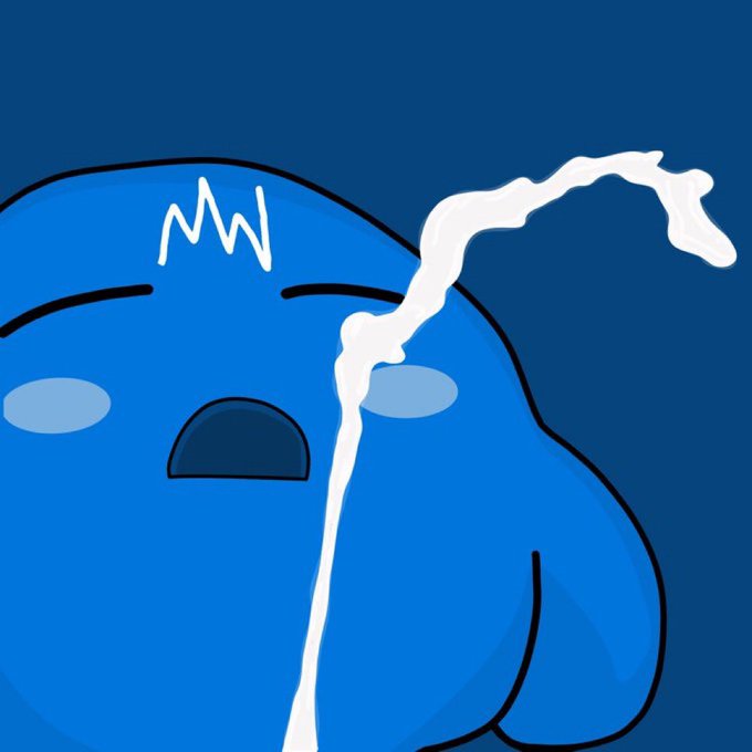 A blue cartoon character cries a stream of milk in distress, visually reinforcing the post's lament about the lack of clarity needed to pump stablecoin market caps to trillions, highlighting that there will "only ever be one unstable coin."