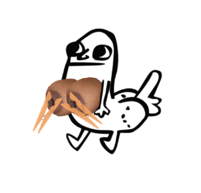 A simple cartoon line drawing of a pug-like dog with real photographic boxing gloves edited onto its paws, appearing to run or punch.