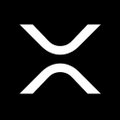 The image displays the XRP cryptocurrency logo, a white stylized hourglass-like symbol on a black background, representing the Ripple digital asset being discussed in the accompanying post about its potential price targets and historical trendline patterns.