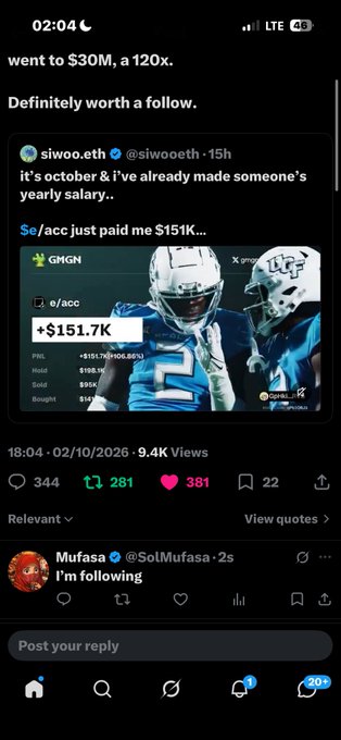 A screenshot of a social media post from @siwoo.eth stating 'it's october & i've already made someone's yearly salary.. Se/acc just paid me $151K...' showing a sports betting win of +$151.7K on GMGN.