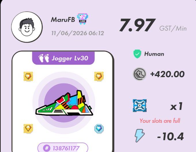 The image features a cellphone screen with various symbols and text, including the phrase "stepn" which suggests that something has been done or is being done in the background, possibly related to fitness or health tracking. The context of this image seems to be a social media post or an update about a fitness activity or achievement for a user.