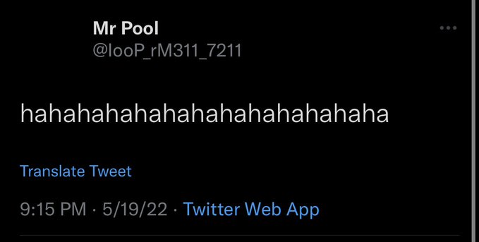A screenshot of a tweet from "Mr Pool" (@looP_rM311_7211) posted at 9:15 PM on 5/19/22, containing only the text "hahahahahahahahahahahahahaha." The empty, mocking laughter aligns with the post's caption suggesting Mr Pool finds the Clarity Act's outcome irrelevant since XRP is already secure.