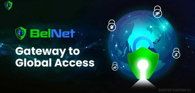 A promotional banner for 'BelNet - Gateway to Global Access' at belnet.beldex.io features a shield and keyhole logo over a globe background.