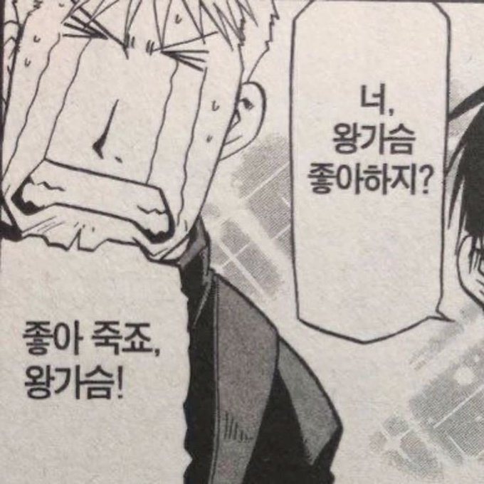A crying character with tears streaming down his face exclaims "좋아 죽죠, 왕기갑!" (Fine, let's die, Wang Gip!) while another asks "너, 왕기갑 좋아하지?" (Hey, don't you like Wang Gip?), humorously illustrating the post's logic that "코인은 사랑이다" (Coin is love) and investments are made with the heart, not the head.