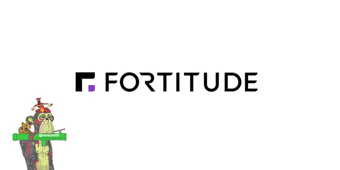 The image features the "FORTITUDE" logo in bold black lettering with a purple accent, accompanied by a cartoon illustration of a figure in green medieval armor holding a golden gauntlet and a banner reading "@resistwith." This branding relates to the post by representing Fortitude, a Zcash (ZEC) mining company going public through a merger and building a long-term ZEC treasury.
