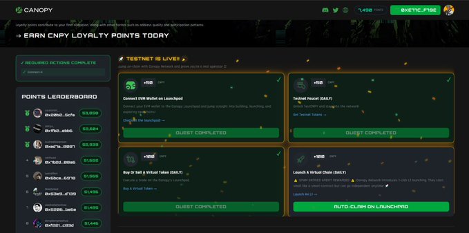 The image shows a screenshot of a screen from an online gaming platform with a focus on the @CNPYNetwork testnet. The user interface appears to be straightforward and well-organized, offering details about the testnet, transactions, and the users' experience within it. There is no text present in this screenshot that connects to the post or provides context.