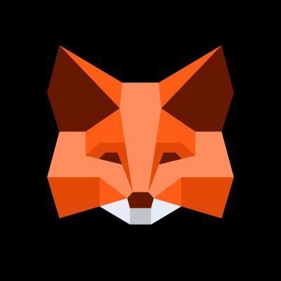 A geometric orange and brown fox face logo on a black background, resembling the MetaMask icon.