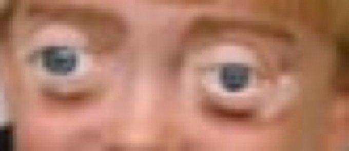 A pixelated, zoomed-in close-up of a person's wide, startled eyes, conveying a look of shock or disbelief. The image humorously illustrates the "cuck" insult from the post, visually emphasizing the wide-eyed, passive expression implied by the term.