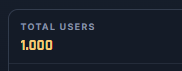 A dark blue interface snippet showing "TOTAL USERS 1,000" in orange and white text.